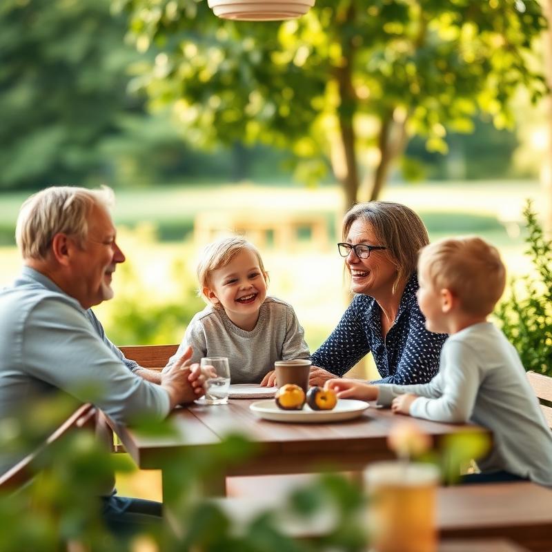 En familie samlet omkring middagsbordet